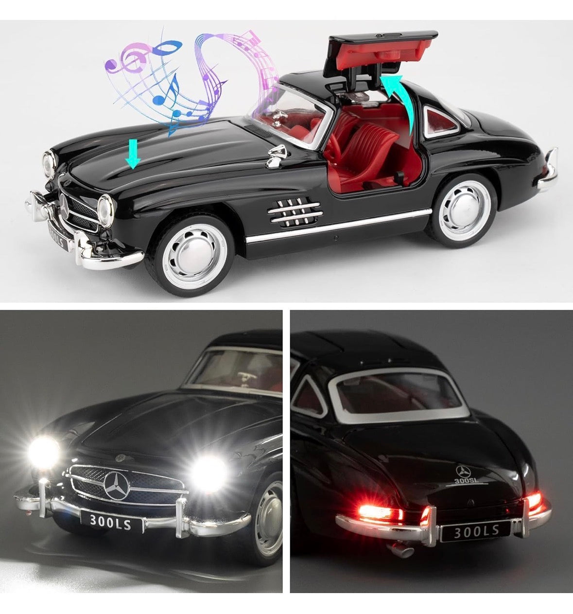 Mercedes 300 SL Vintage 1:24 Scale Black