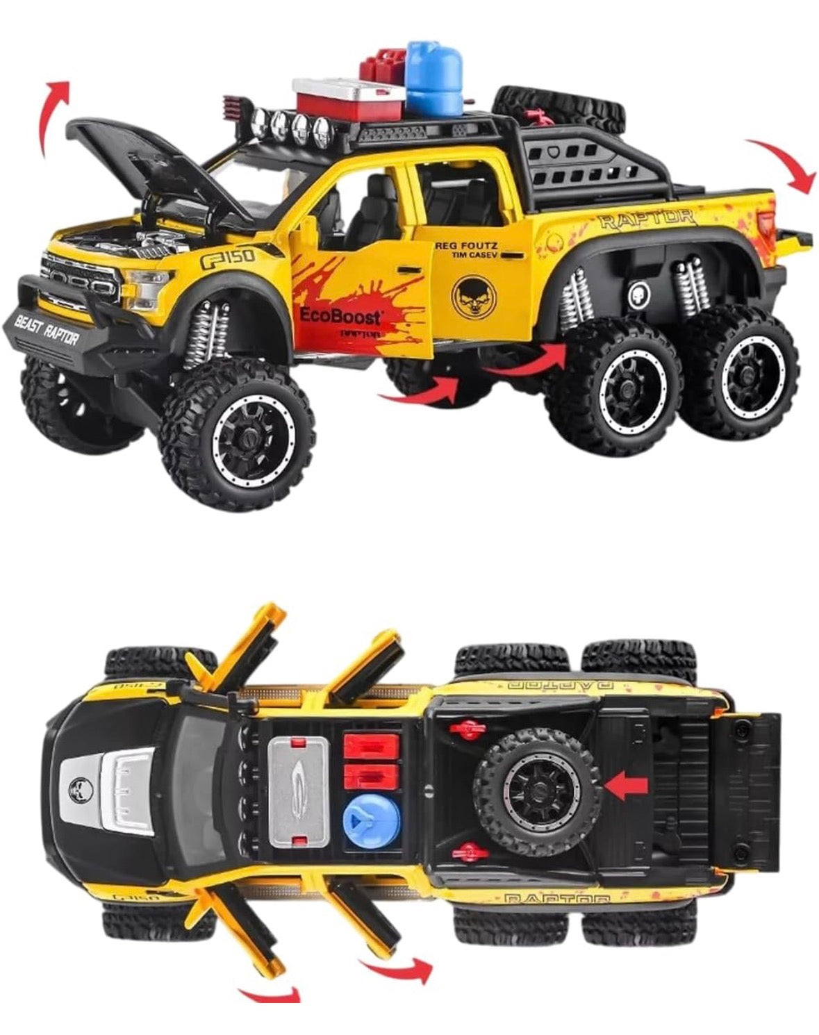 Ford Raptor F150 Truck 1:28 Scale Yellow